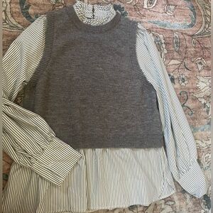 Nanette Lepore Brown Knit with Striped Trim